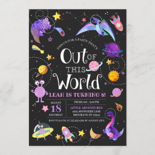 Convite Dinossauro Espacial Para Fora Desta Galáxia Mundia