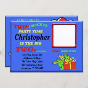 Convite Dinossauro Meninos Azul Dois segundos de Sauro Seg