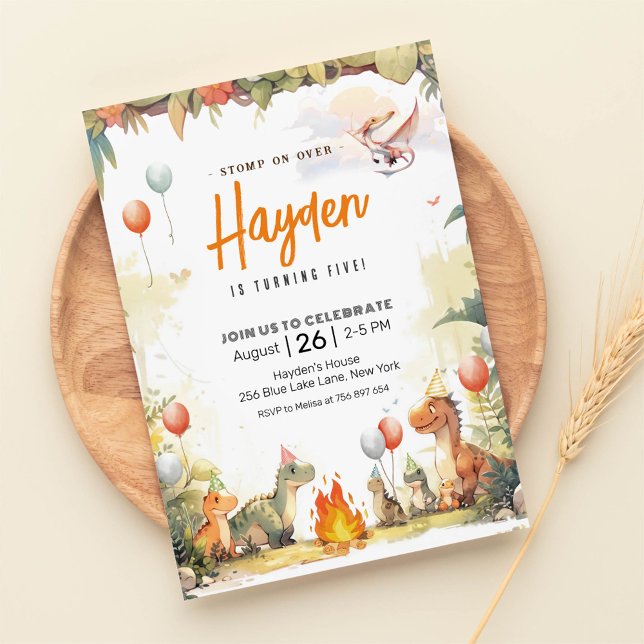 Convite Dinossauro Moderno Aniversário do Dinossauro Jurás (Criador carregado)