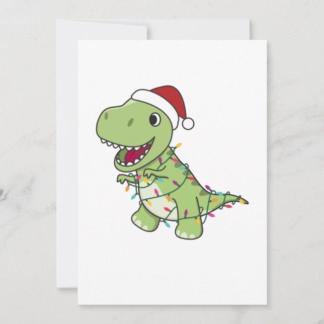 Convite Dinossauro Natal Neve Inverno T Rex Dino Adulto Cl (Frente)