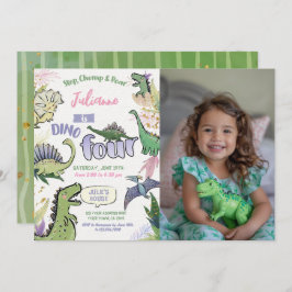 Convite Dinossauro Partido Considerado Dino Quatro Quarto