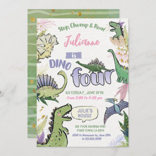 Convite Dinossauro Partido Considerado Dino Quatro Quarto