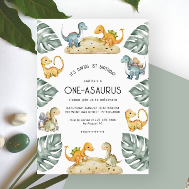 Convite Dinossauro Primeiro Festa de Aniversário do Oneasa (Criador carregado)