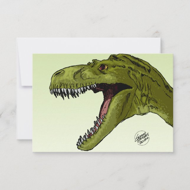 Convite Dinossauro rujir T-Rex por Geraldo Borges (Frente)
