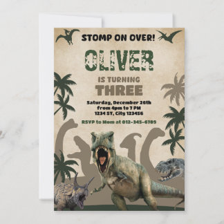 Convite Dinossauro T-Rex Festa de aniversário Selvagem Din