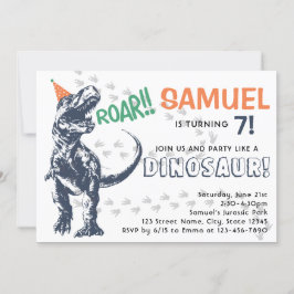 Convite Dinossauro T-Rex na Festa de aniversário do Chapéu