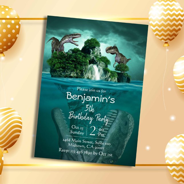 Convite Dinossauro temático de aniversário simples e moder (Criador carregado)