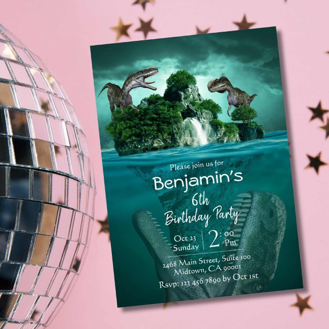 Convite Dinossauro temático de aniversário simples e moder (Criador carregado)