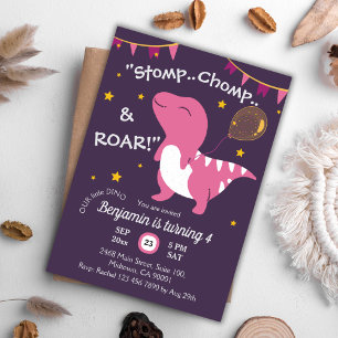 Convite Dinossauro tematizado Stomp, Chomp & Roar! 4º aniv