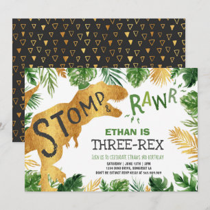 Convite Dinossauro, Três Rex, Aniversário, Garoto Dino