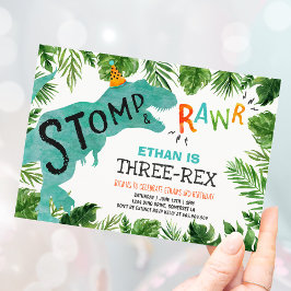 Convite Dinossauro, Três Rex, Aniversário, Garoto Dino