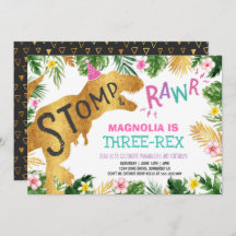 Dinossauro Três Rex Aniversário Rapariga Dino