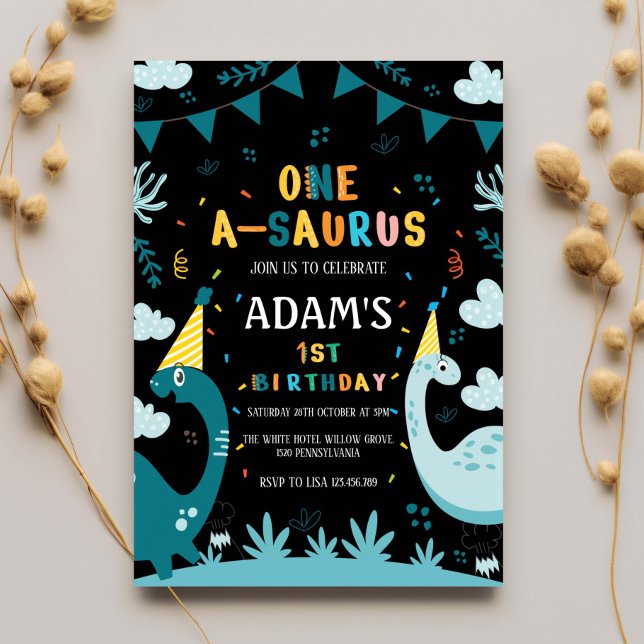 Convite Dinossauro Verde primeiro aniversario (Criador carregado)