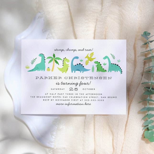 Convite Dinossauros bonitos Festa de aniversário (Criador carregado)