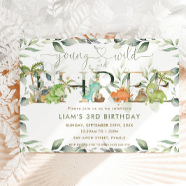 Convite Dinossauros Cachorros aniversário de 3 anos Três