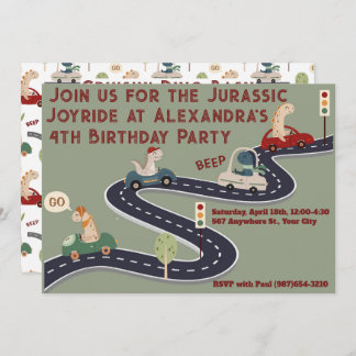 Convite Dinossauros Coloridos Pré-Históricos Personalizado