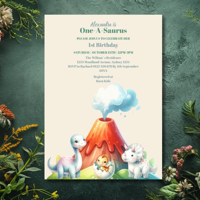 Convite Dinossauros de Cores Aquáticas do Primeiro primeir (Criador carregado)