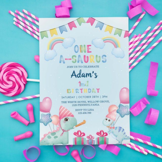 Convite Dinossauros do primeiro primeiro aniversario e arc (Criador carregado)