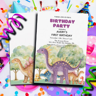 Convite Dinossauros e Árvores - primeiro aniversario Color
