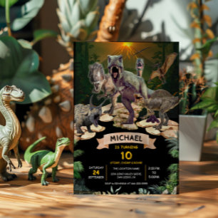 Convite Dinossauros Festa de aniversário Jurássica Salto d