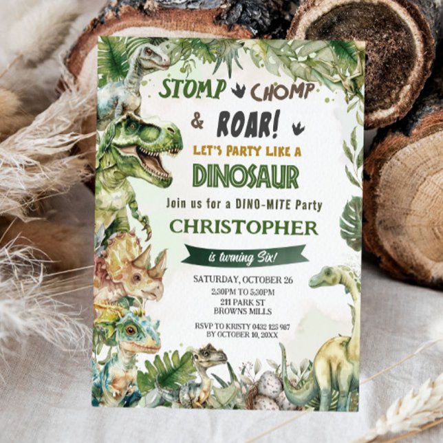 Convite Dinossauros Festa de aniversário Jurássica Salto d (Criador carregado)