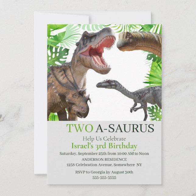 Convite Dinossauros Jurássico Idade Branca (Frente)