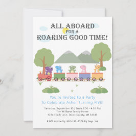 Convite Dinossauros No Aniversário Do Comboio