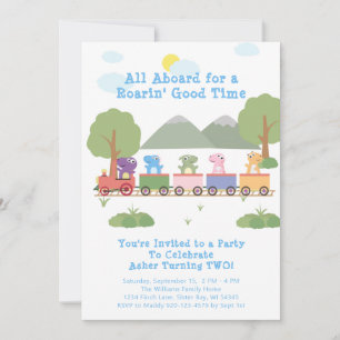 Convite Dinossauros Num Comboio Todo A Bordo Aniversário