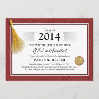 Diploma de Borda Vermelha Maroon e Tassel Dourado