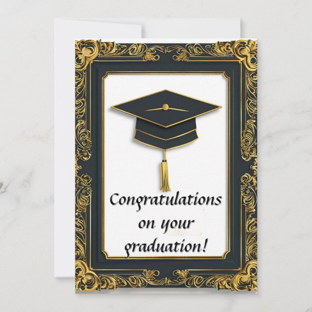 Convite Diploma de Graduação Elegante com Boina (Frente)