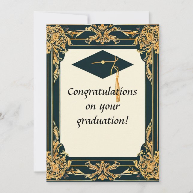 Convite Diploma de Graduação Elegante com Cartola (Frente)