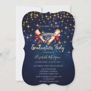 Convite Diploma de Graduação em Aquarela Estrelas