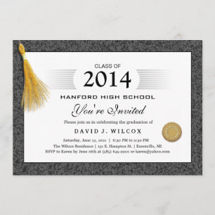 Convite Diploma de Padrão de Fronteira Negra e Tassel Dou