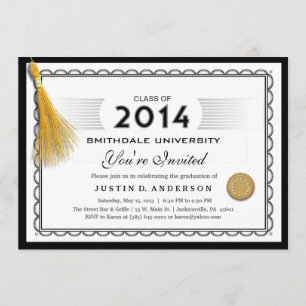 Convite Diploma Graduado de 2014 Convidado com Tassel Dour