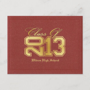 Convite Diploma Themed Red & Dourado Classe de graduação