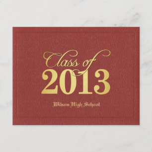 Convite Diploma Themed Red & Dourado Classe de graduação