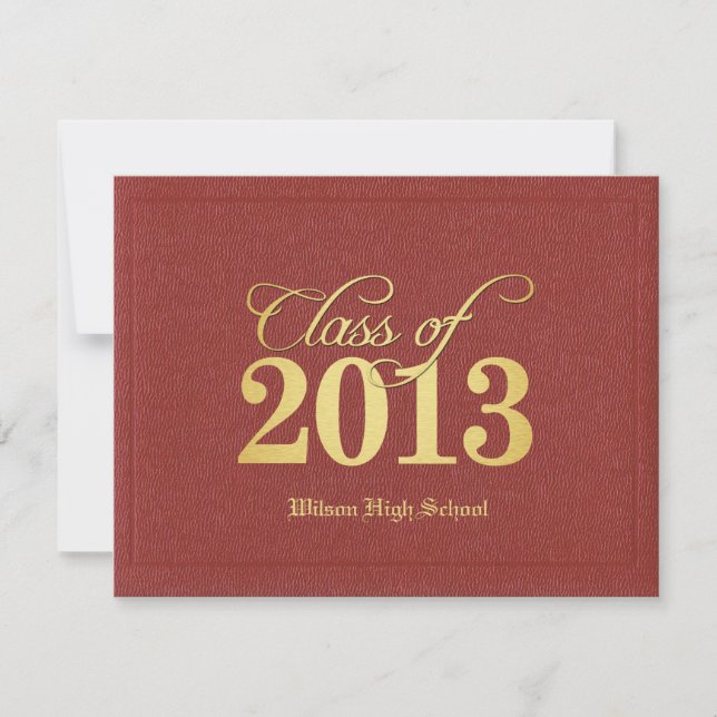 Convite Diploma Themed Red & Dourado Classe de graduação d (Frente)
