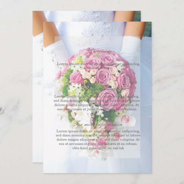 Convite Direção de Casamento do Buquê da Flor Branca de re (Frente/Verso)