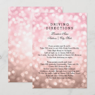 Convite Direção de Casamento Luzes Rosa-Blush Rosa