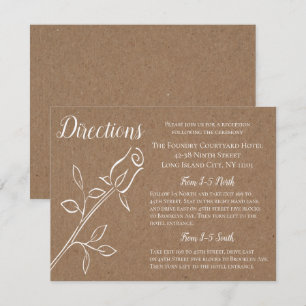 Convite Direções Brown Rustic Rose Country Kraft Casamento