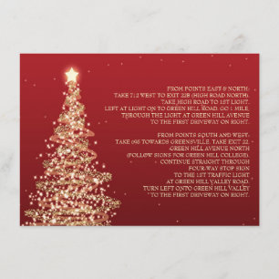 Convite Direções de Casamento de Natal Vermelho Dourado