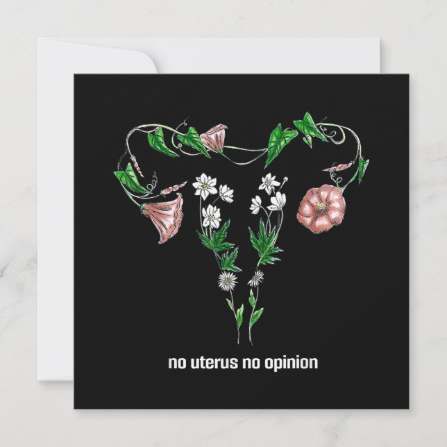 Convite Direitos da Mulher Floral Sem Útero Sem Opinião (Frente)