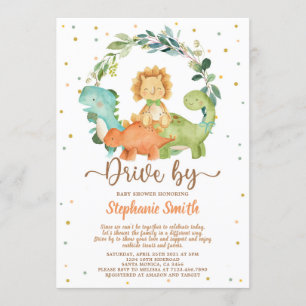 Convite Dirigir por Chá de fraldas dos Dinossauros