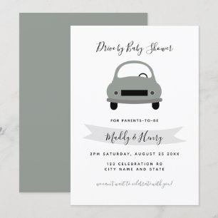 Convite Dirigir por cinza verde chá de fraldas de menino n