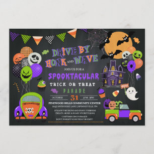 Convite Dirigir por Trick do Halloween ou Desfile de Trata