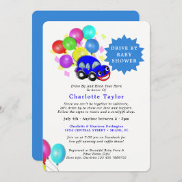 Convite Dirija por Chá de fraldas Carro Azul Ninho