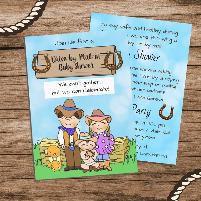 Convite Dirija por ou Mal no Chá de fraldas do Cowboy Fami (Criador carregado)