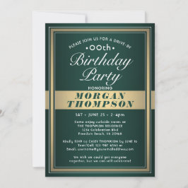 Convite Dirija por qualquer Festa Verde Dourada e Branca d
