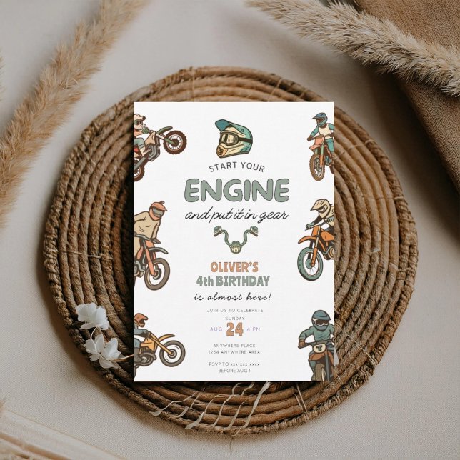 Convite Dirt bike boy 4th birthday (Criador carregado)