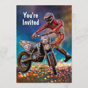 Convite Dirt Bike Rider em Tempestade de Chuva Cristal